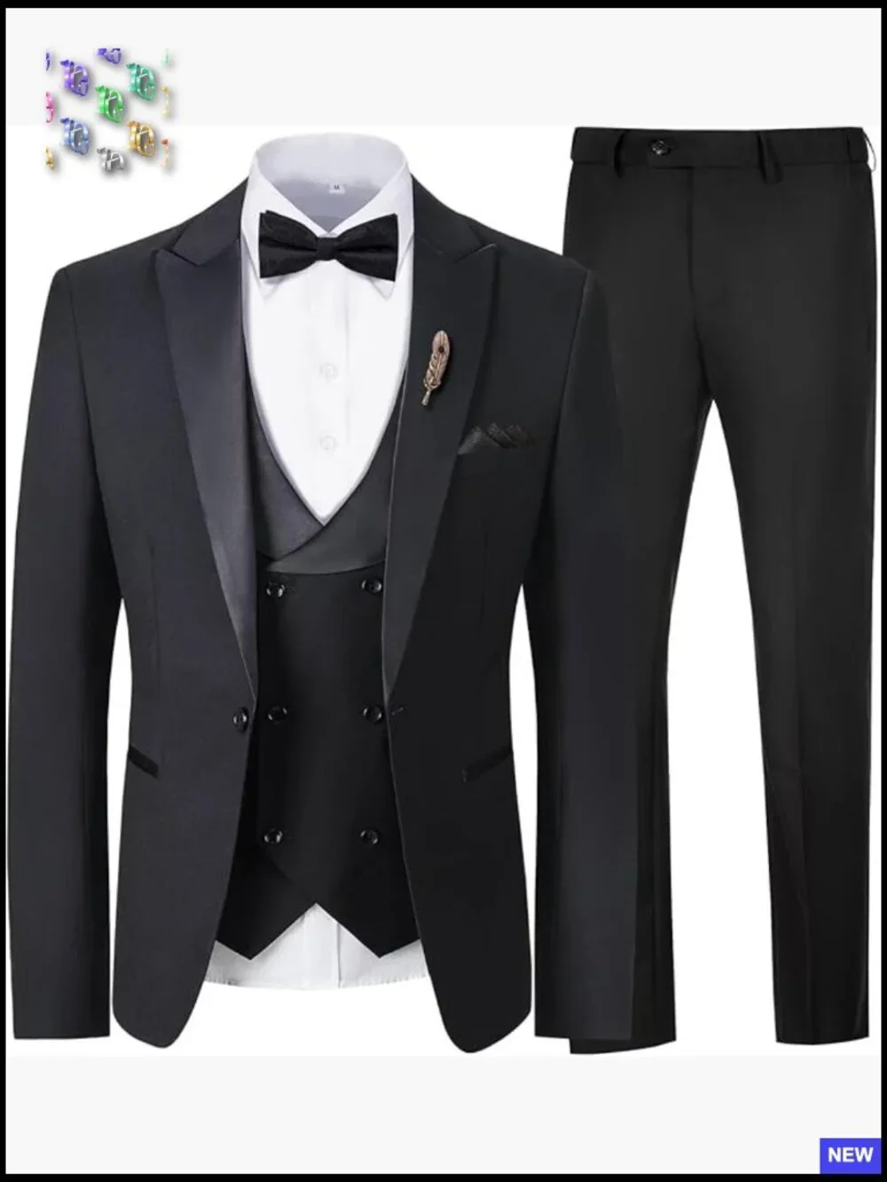 Slim Fit Three Piece Suit Set Formal Classic Elegant Wedding Prom Party